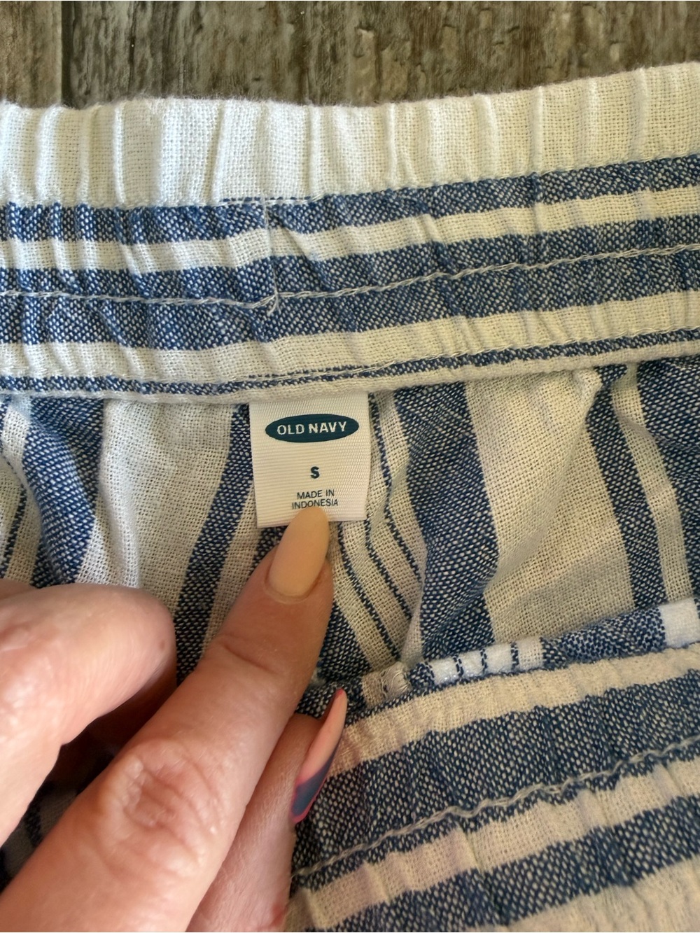 2 for $20 sale: Old navy wide leg blue white striped linen blend beach pants - S - Picture 3 of 6